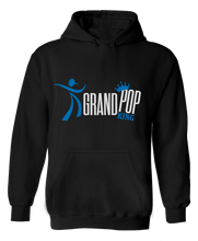 Load image into Gallery viewer, BLACK hoodie with WHITE &amp; BLUE
