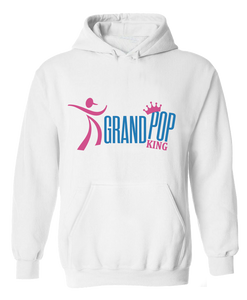 WHITE hoodie with BLUE & PINK