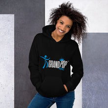 Load image into Gallery viewer, BLACK hoodie with WHITE &amp; BLUE
